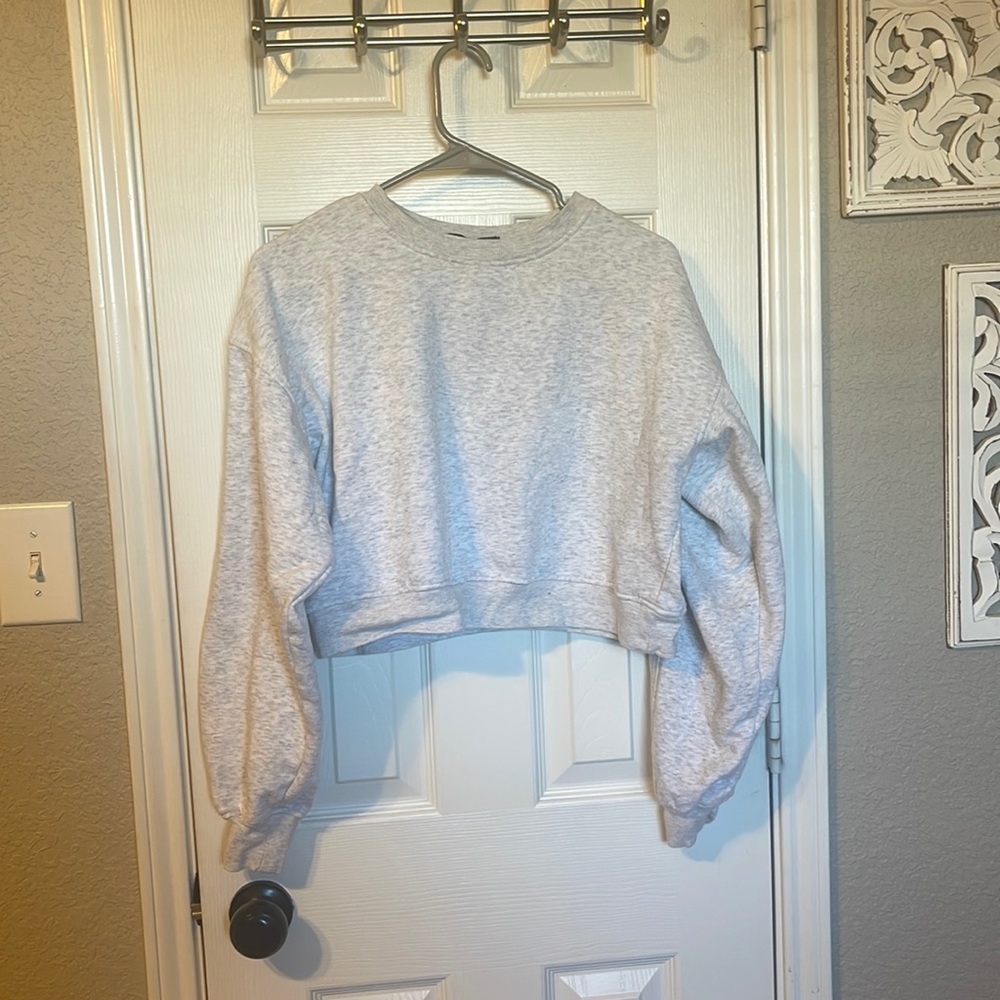 Heather grey missguided crop crew neck